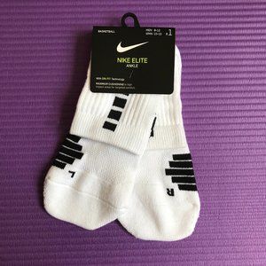 Nike Elite Ankle Socks 1 Pair Men 8-12 L White NWT